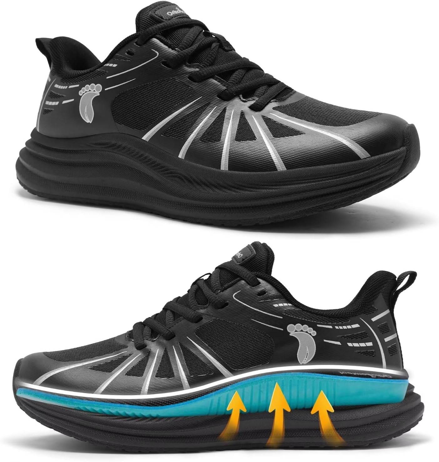 

Мужские ортопедические кроссовки для дорожного бега: удобные повседневные с поддержкой свода стопы Orthocomfoot, черный