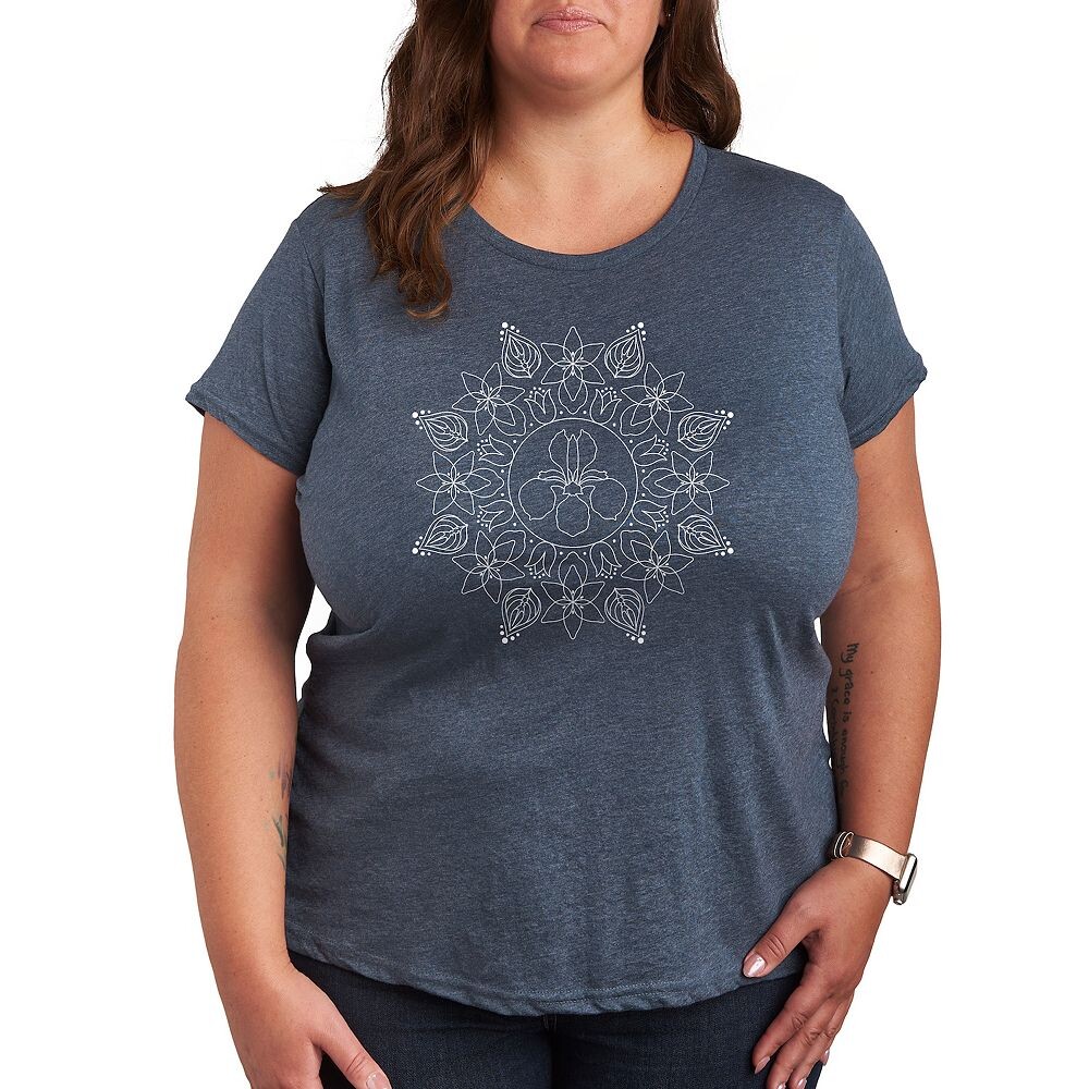 

Весенняя футболка с цветочным принтом Mandala Plus, цвет Heather Blue