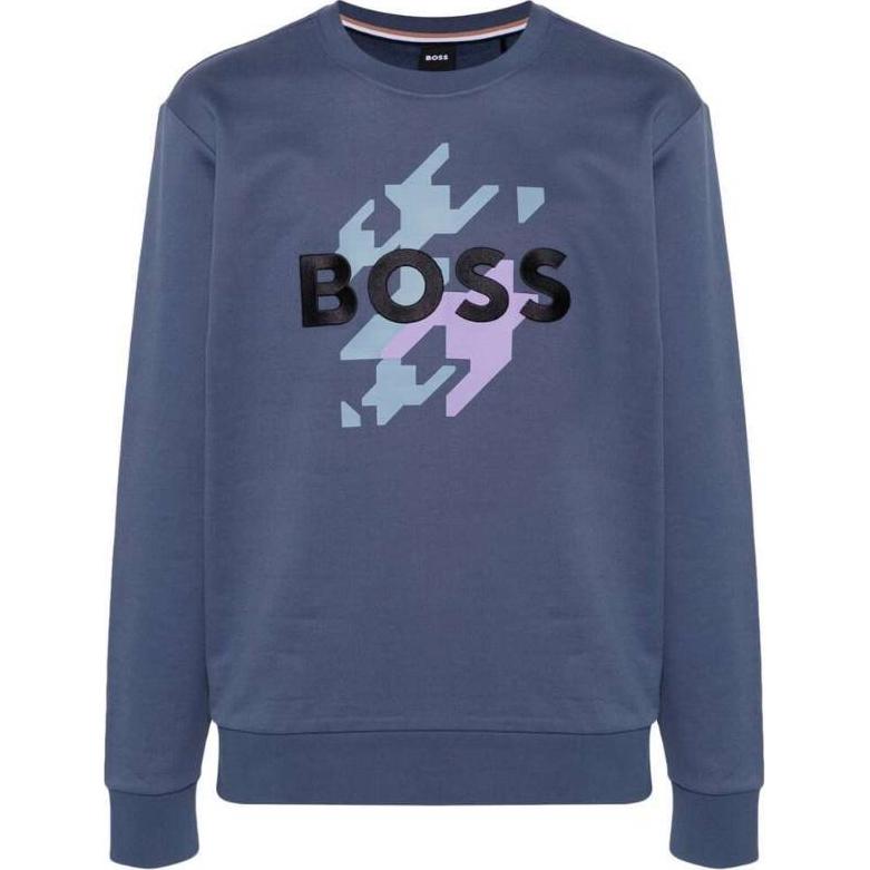 

Свитер с вышитым логотипом HUGO BOSS, синий