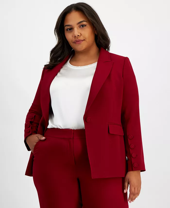 

Женский блейзер с длинным рукавом и одной пуговицей Plus Size Tahari ASL, фиолетовый