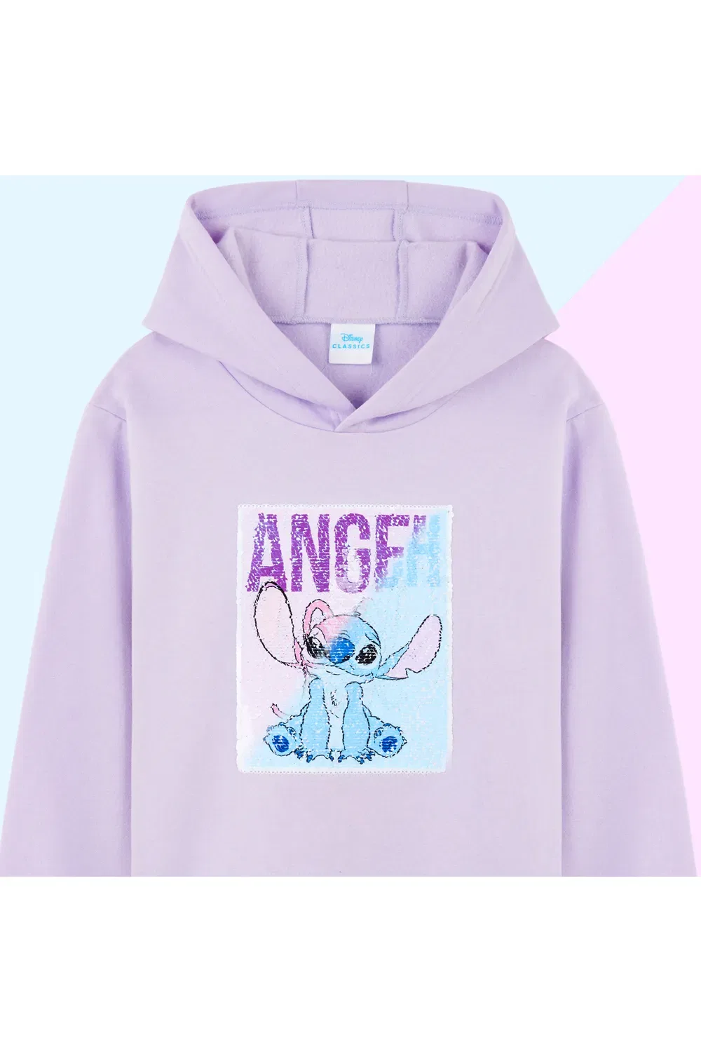 Детский худи с реверсивными пайетками Stitch Disney, фиолетовый — фото 2