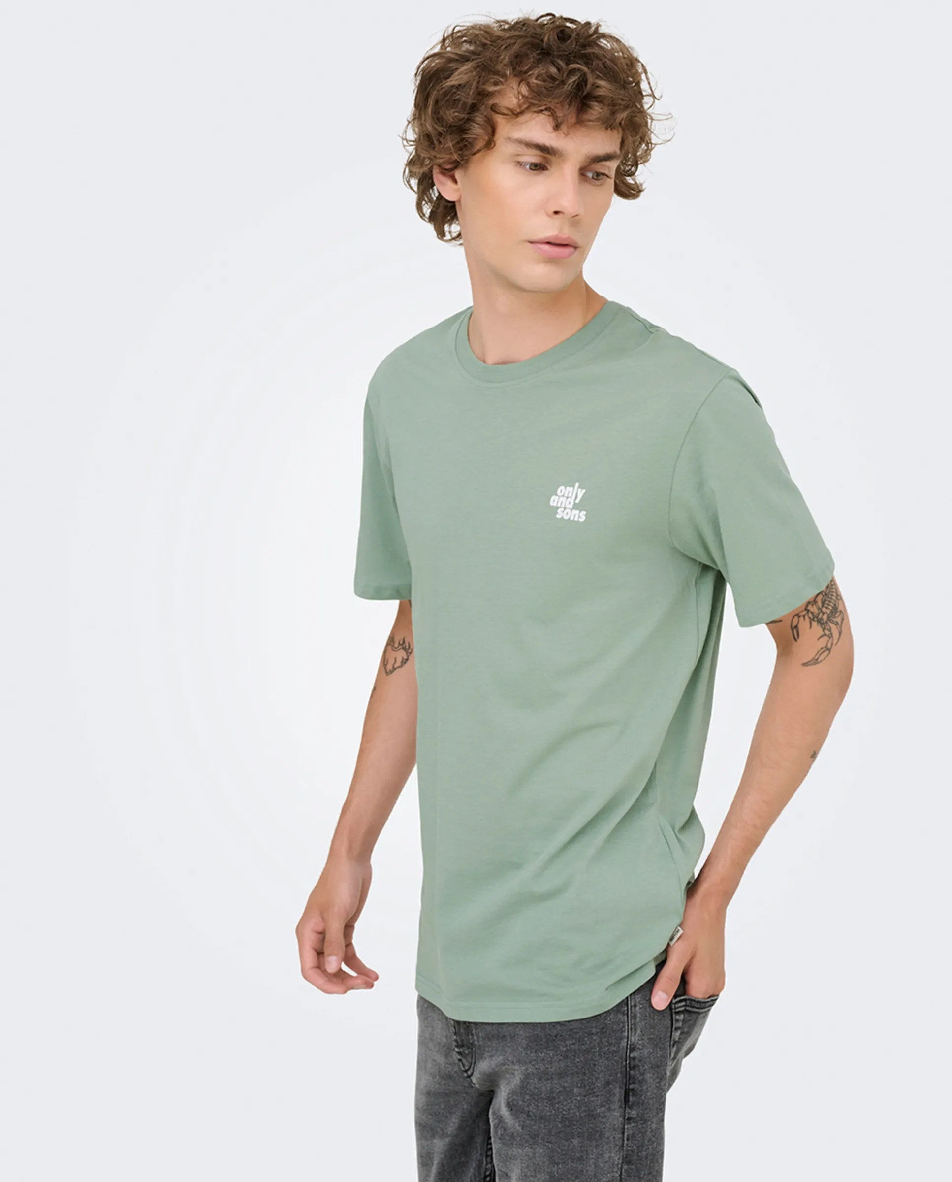 

Мужская футболка классического кроя Only & Sons, зеленый