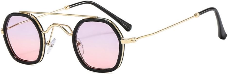 

MUTYNE Ретро многоугольные квадратные солнцезащитные очки для мужчин, модные, с двойной перемычкой, градиентные, солнцезащитные очки UV400, панк-очки UV400, C07 Black Grey Pink