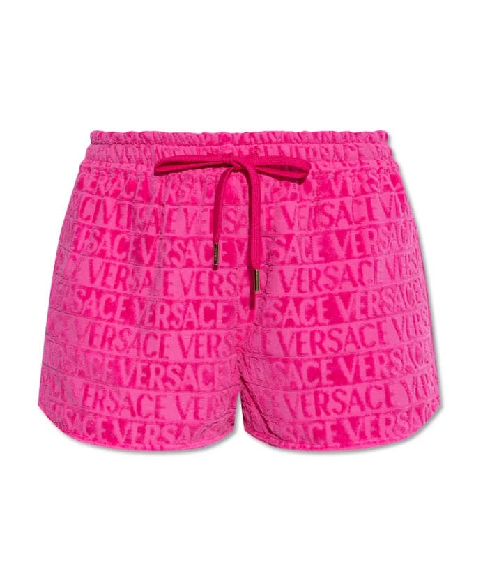 Хлопковые махровые шорты Versace, розовый