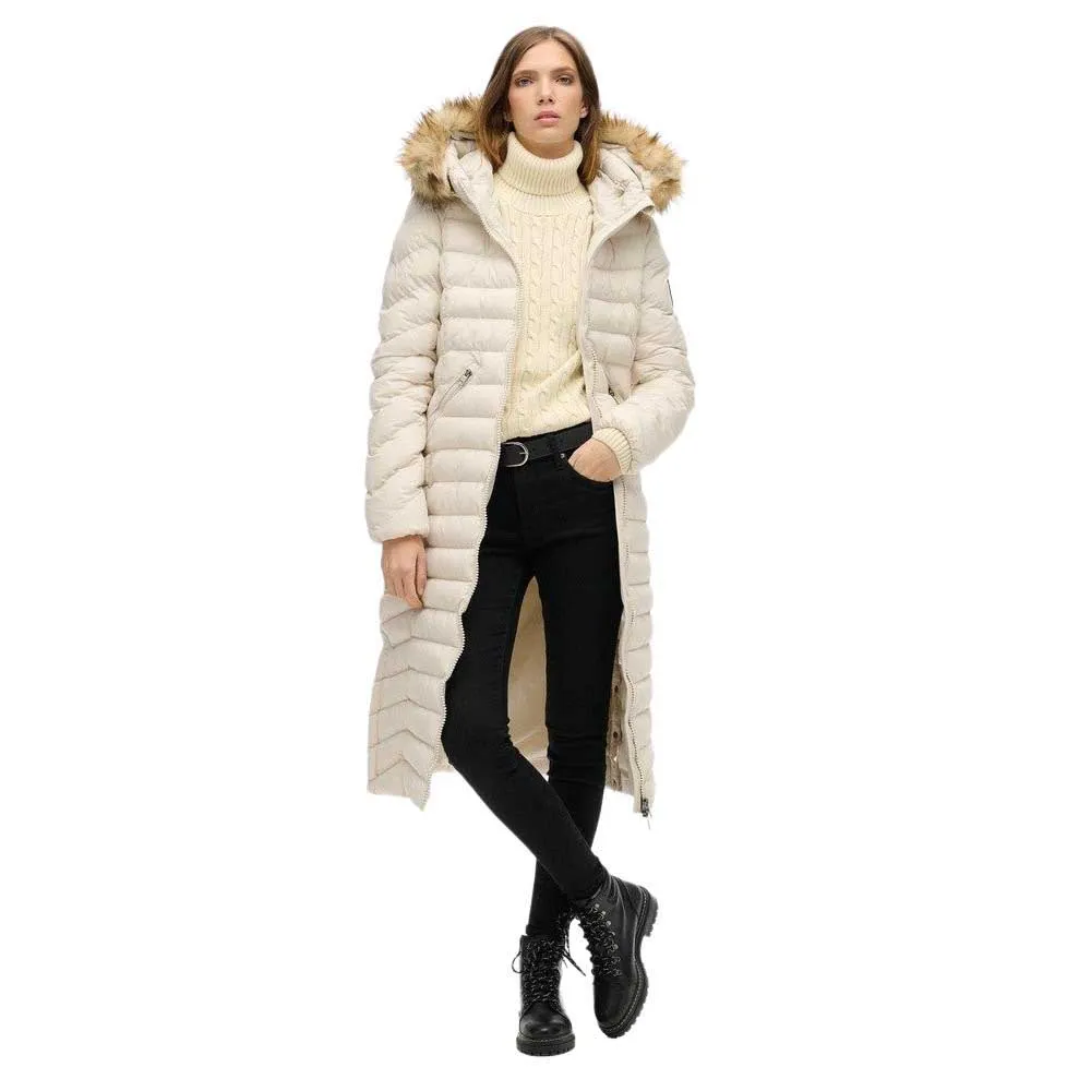 

Куртка Superdry Fuji Faux Fur Longline, бежевый