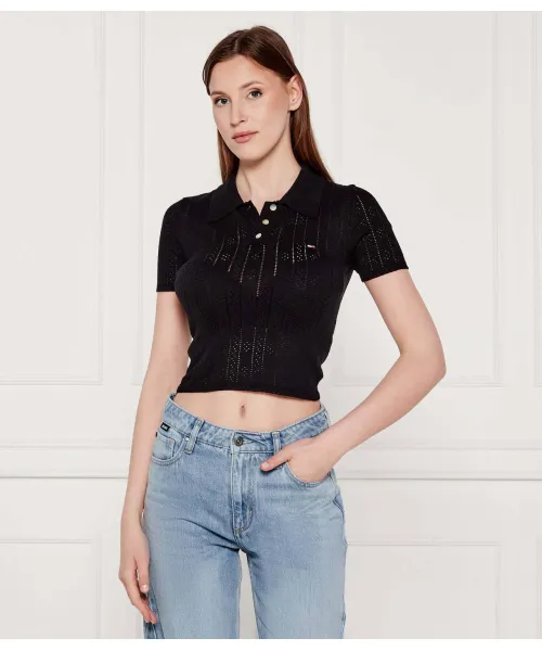

Футболка поло Cropped fit Tommy Jeans, черный