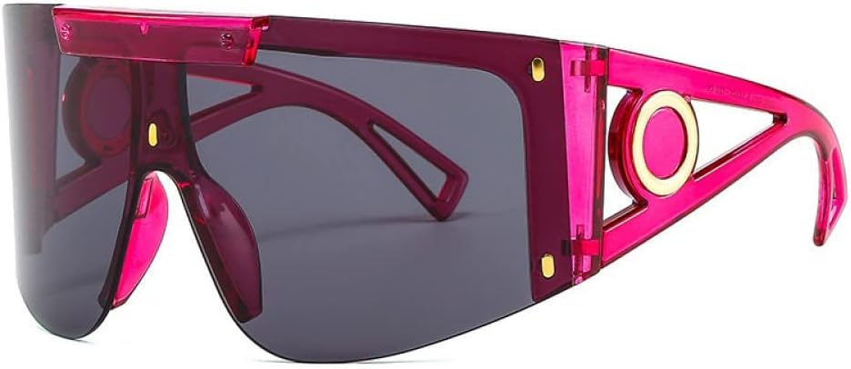 

MUTYNE Роскошные цельные солнцезащитные очки большого размера для женщин, винтажные квадратные солнцезащитные очки с изогнутой дужкой для мужчин, без оправы, в стиле хип-хоп, Purple Gray