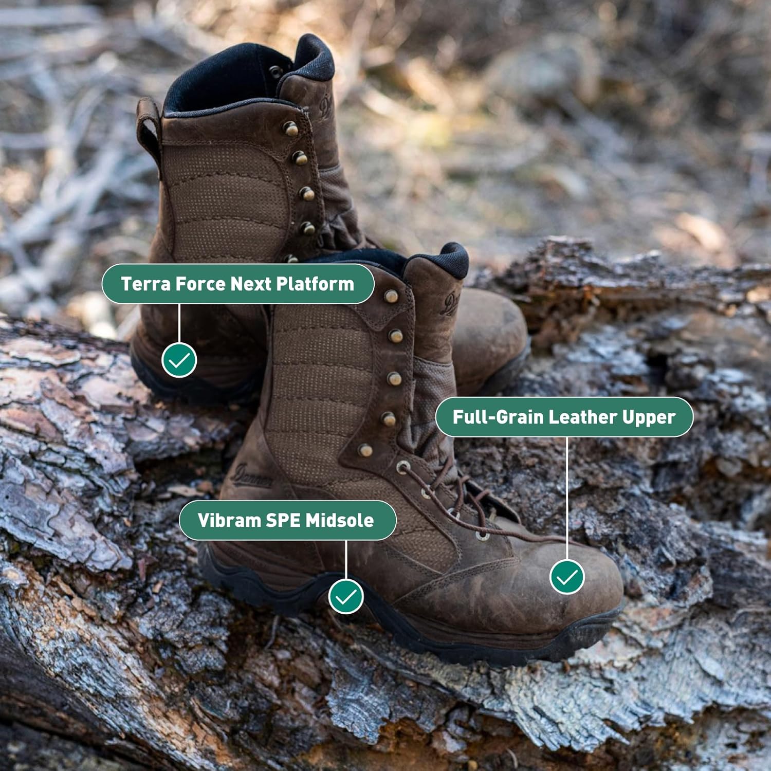 Охотничьи ботинки для мужчин Danner Pronghorn 8” - водонепроницаемые, из кожи полного зерна с мембраной Gore-Tex, амортизирующая подошва, металлическая вставка для устойчивости и подошва Vibram с отличным сцеплением Name ‎Danner — фото 2