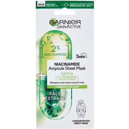 

Ампульная тканевая маска с ниацинамидом Detox Kale 15G, Garnier