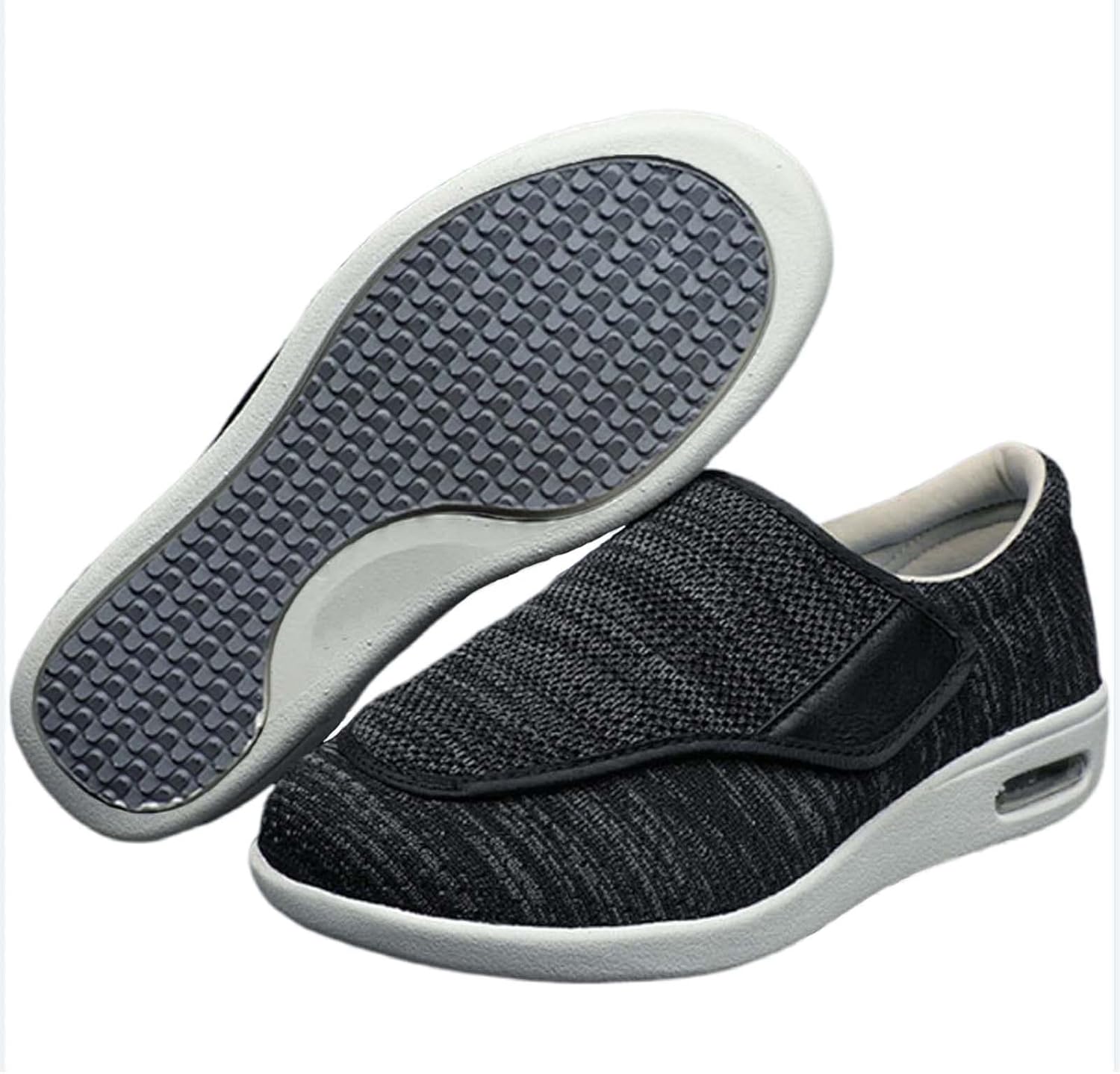 

Мужские кроссовки широкого размера с регулируемой застежкой, легкие, дышащие, для отечных ног, отеков при ходьбе, размер 13.5 Generic, черный/серый