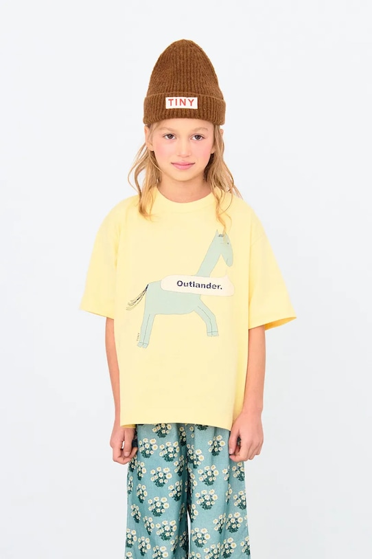 

Детская хлопковая футболка HORSE GRAPHIC TEE Tinycottons, желтый