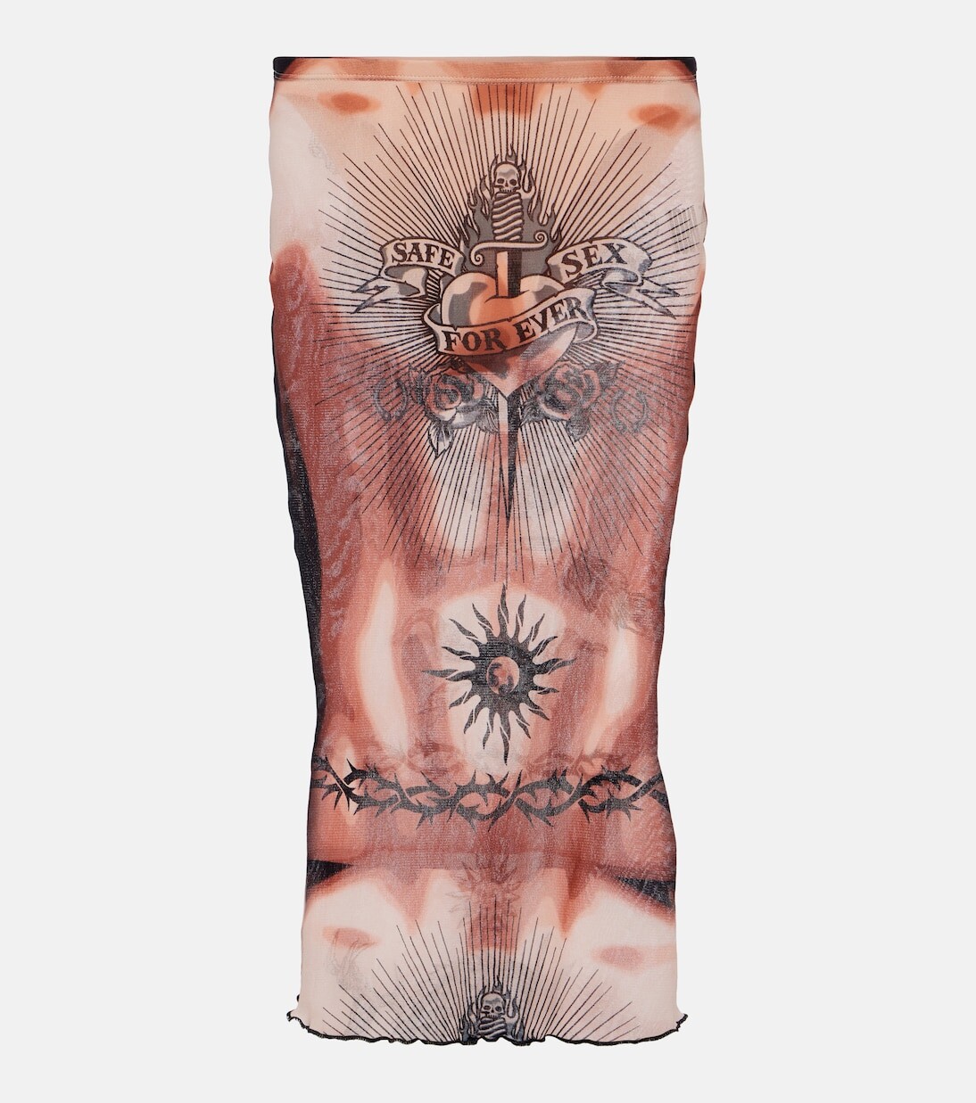 

Сетчатая юбка миди из коллекции tattoo Jean Paul Gaultier, коричневый