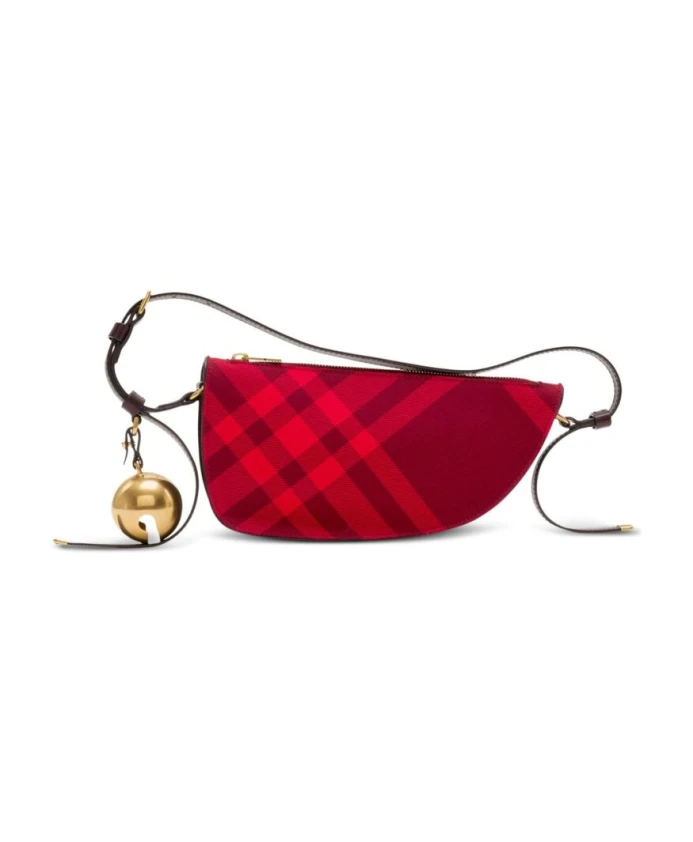

Кожаная сумка через плечо в клетку Burberry, красный