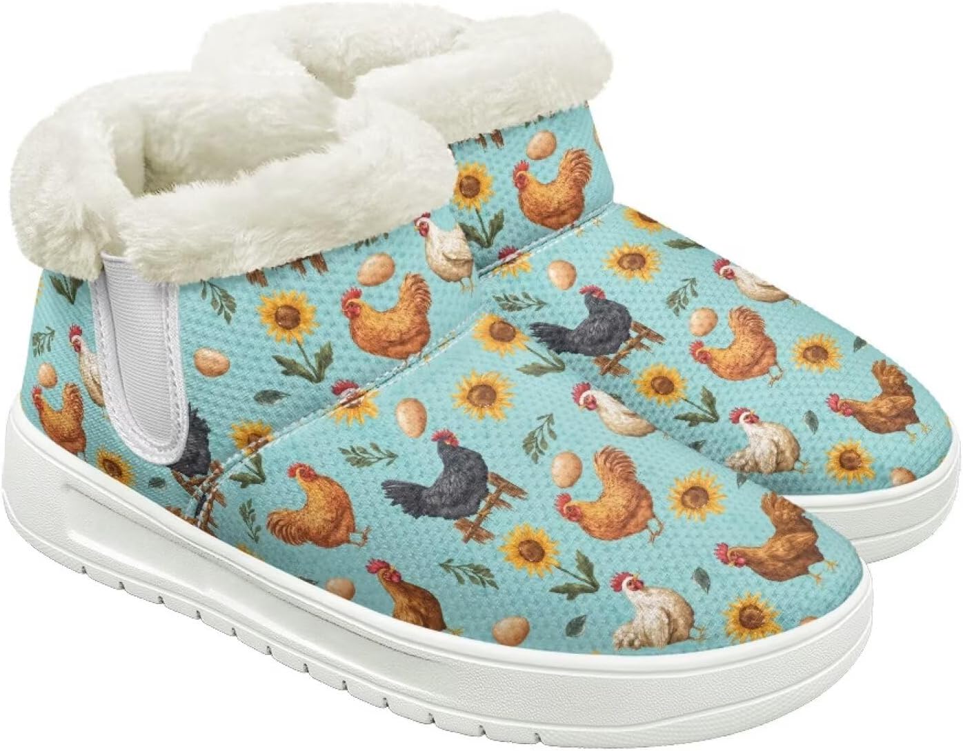 

Зимние ботинки для женщин и мужчин, пушистые снежные ботинки с флисовой подкладкой и тянущимся верхом Cugasmaru, Rooster Animal