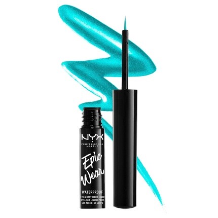 

Nyx Makeup Epic Wear Жидкая водостойкая подводка для глаз с эффектом металлик, бирюзовый металл, 0,12 унции, Nyx Professional Makeup