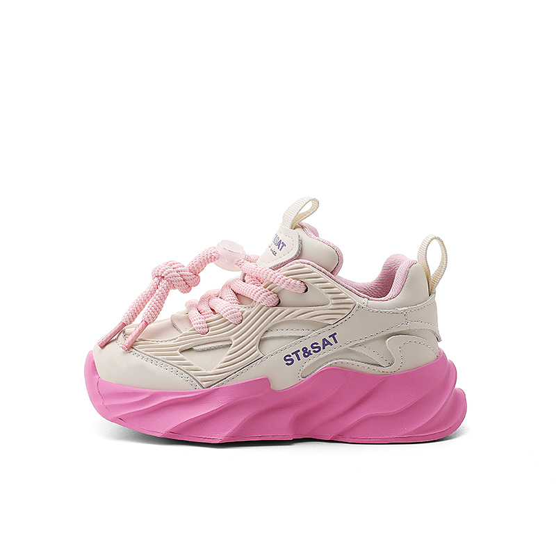 

Антиударные легкие амортизирующие увеличивающие рост детские повседневные кроссовки Kids' ST&SAT, белый/розовый