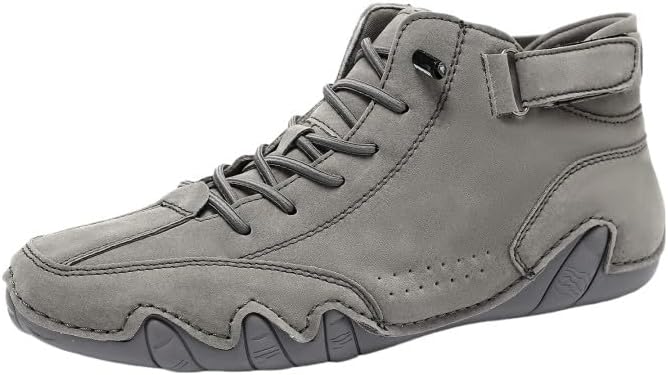 

Унисекс винтажные высокие кеды с мягкой подошвой для улицы, прошитым дизайном, удобные для ходьбы и походов, ботинки на шнуровке для женщин Hhhchpm, серый