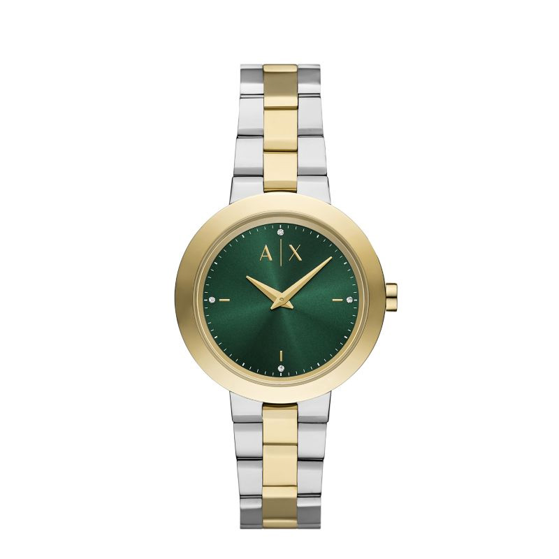 

ARMANI EXCHANGE Часы AE Armani Wrist Watch Quartz Movement Stainless Steel Strap Green Dial Women's Watch, Green