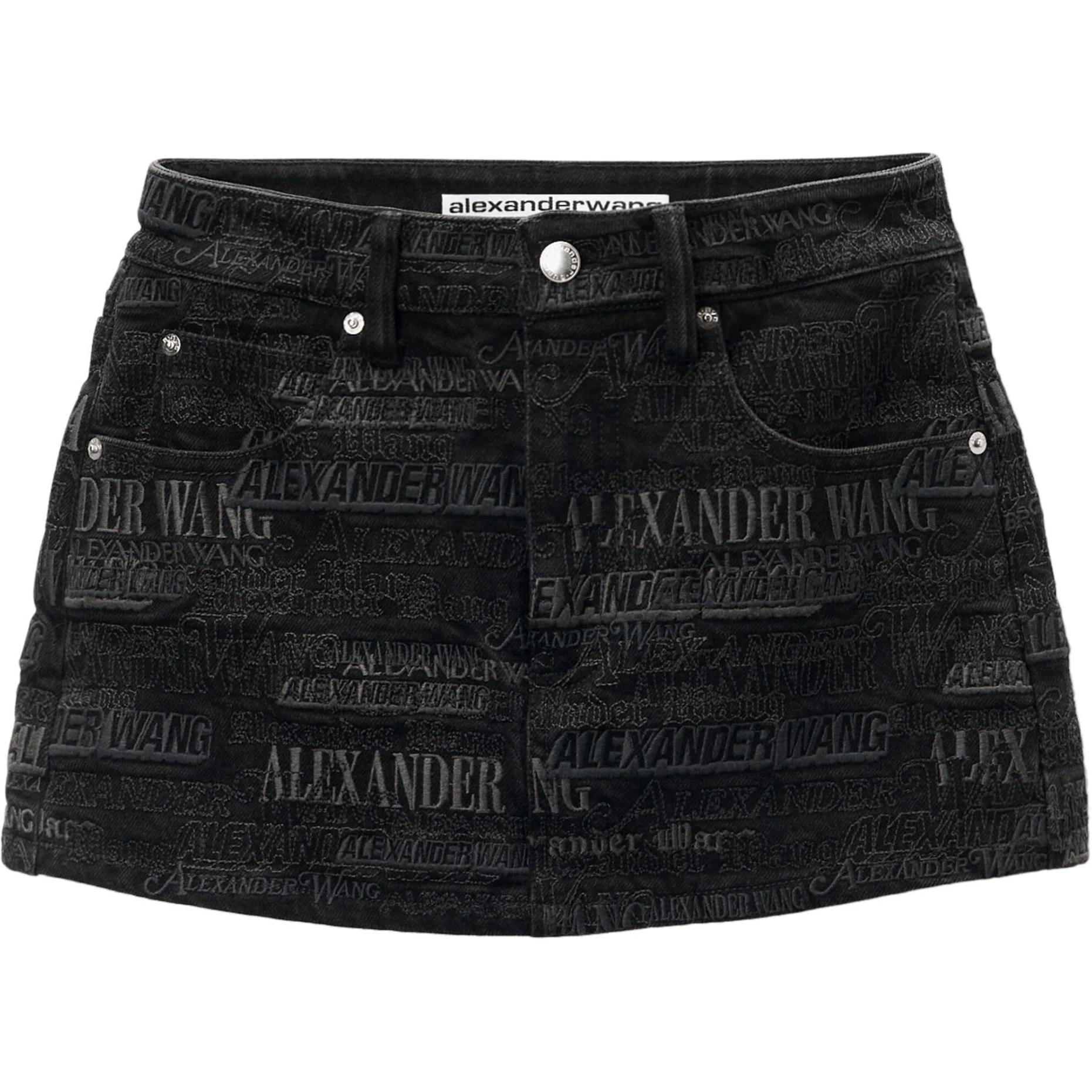 

Мини-юбка-шорты с вышитым логотипом Newsprint Alexander Wang, черный