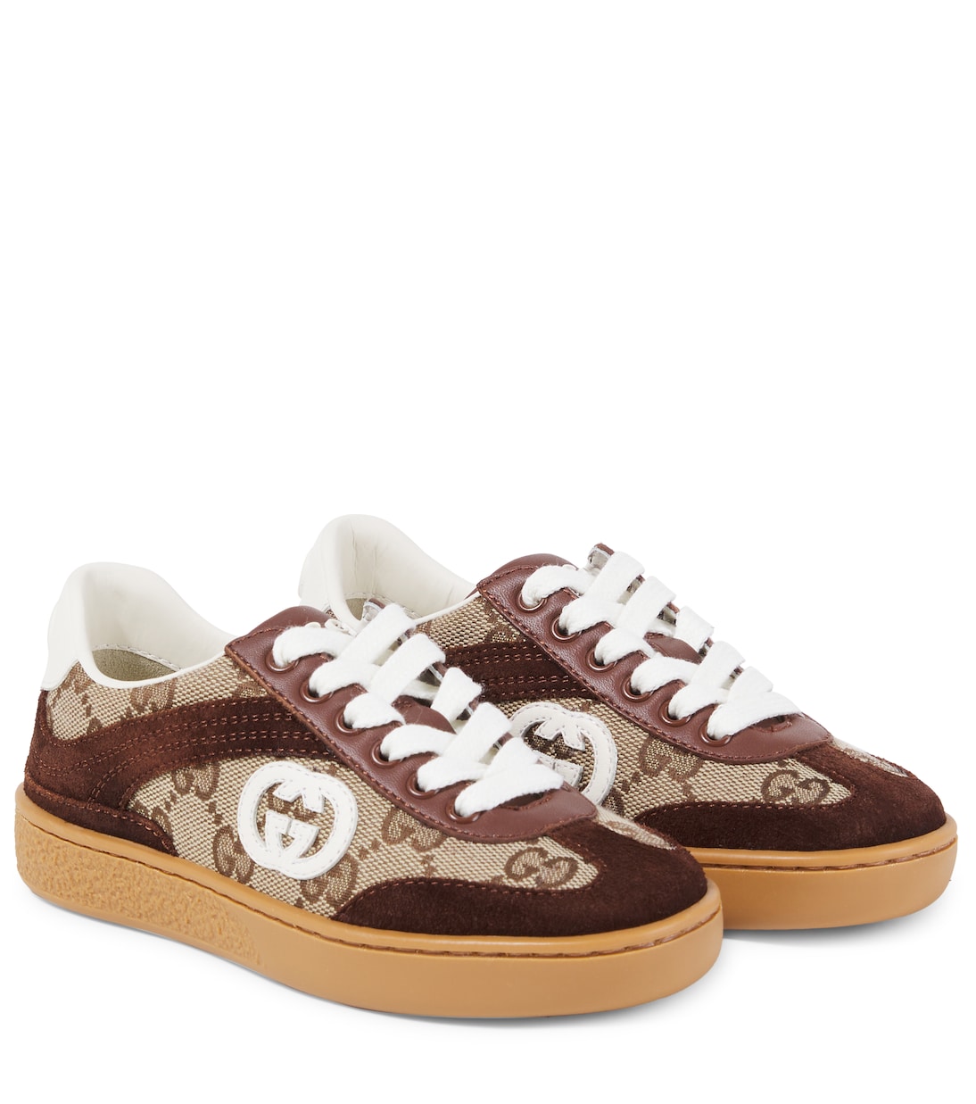 

Кроссовки Interlocking G с отделкой из замши Gucci Kids, FA.BR/B-E/FB/FB/OW/O