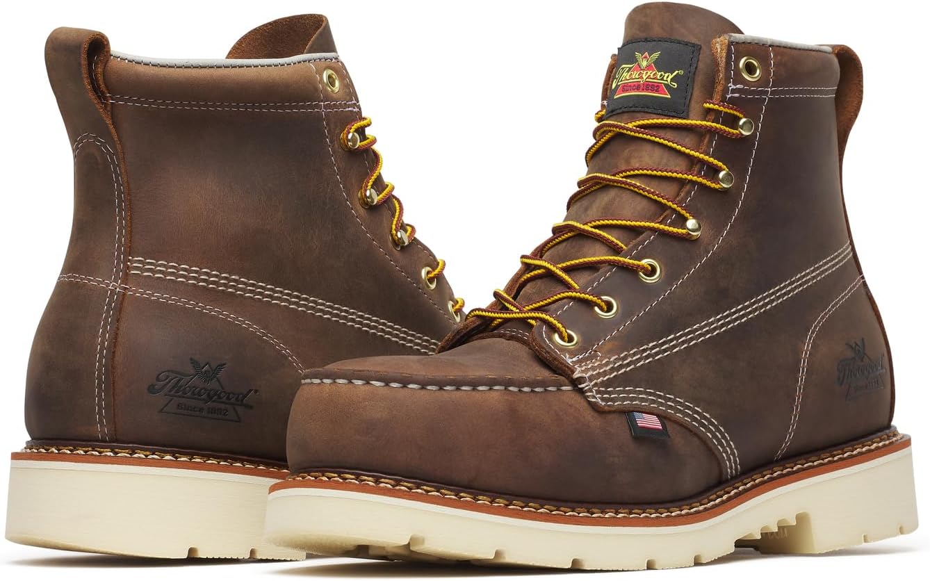 Рабочие ботинки Thorogood American Heritage 6" с безопасным носком для мужчин, из прочной кожи, с противоскользящей подошвой, оценены по стандарту ASTM — фото 3