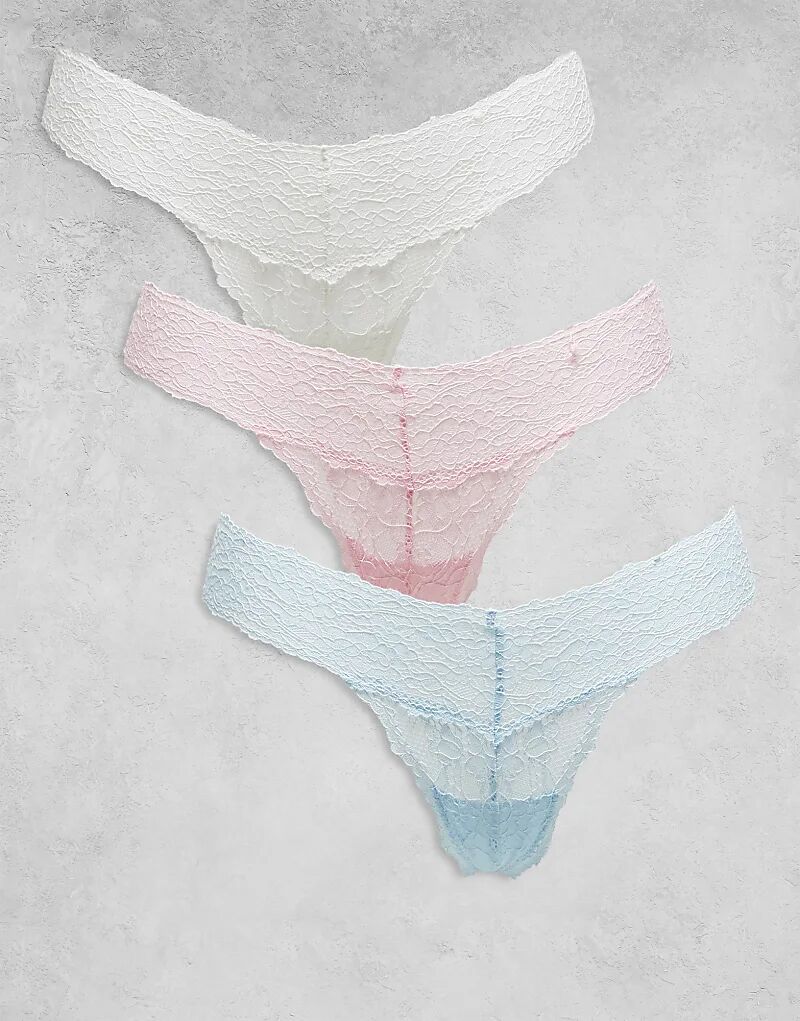 

Комплект из 3 кружевных стрингов на каждый день из хлопка Cotton On