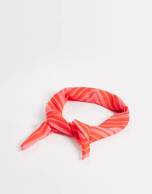 

Красно-розовая бандана в полоску из шифона My Accessories