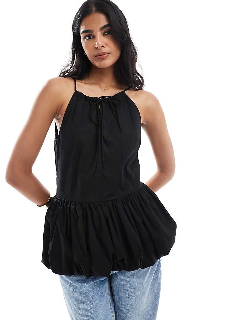 

ASOS DESIGN – черный свободный топ с баской