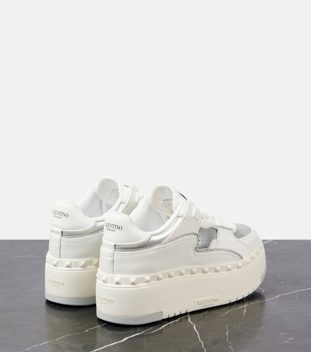 Кроссовки Freedots XL на кожаной платформе Valentino Garavani, цвет bianco/silver/bianco/bianco — фото 3