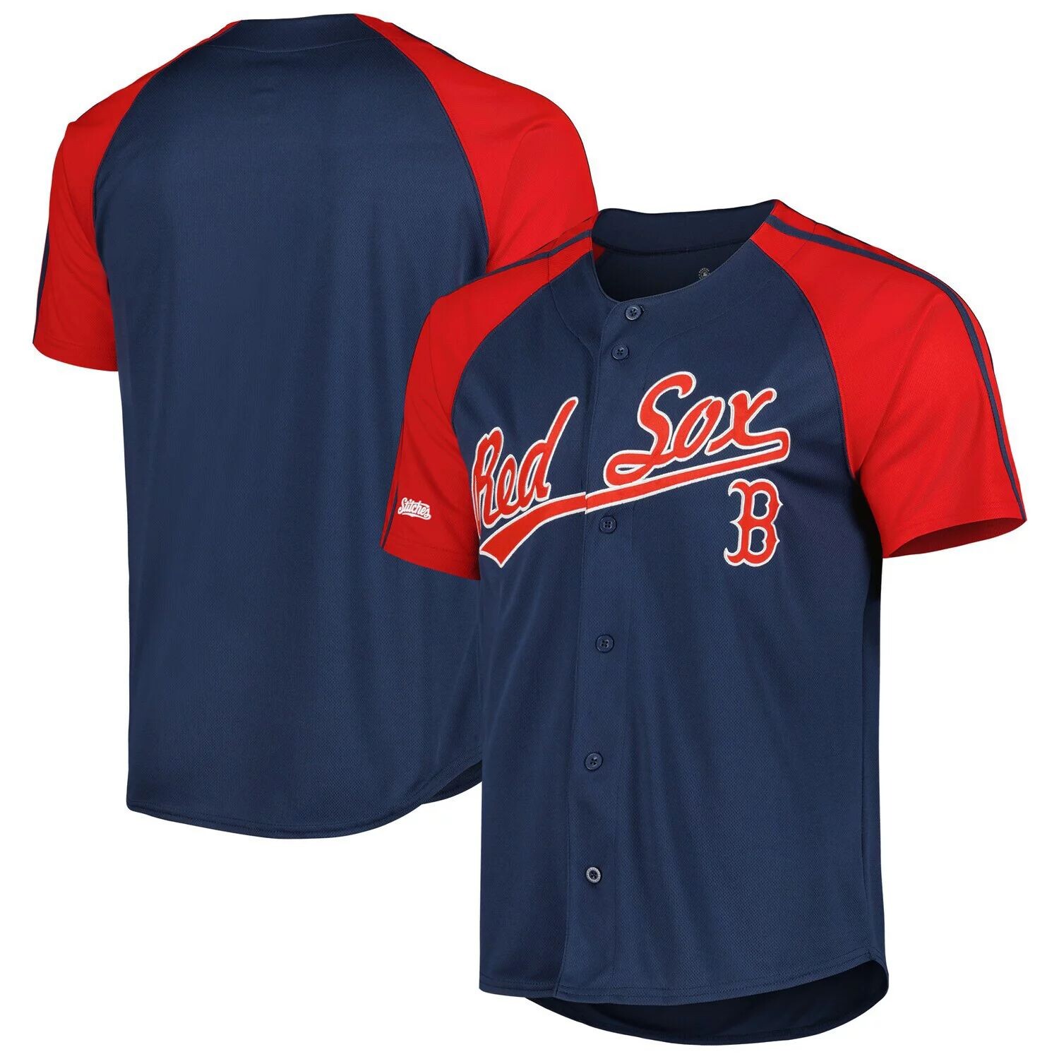 

Мужской темно-синий модный трикотаж реглан на пуговицах Boston Red Sox Stitches