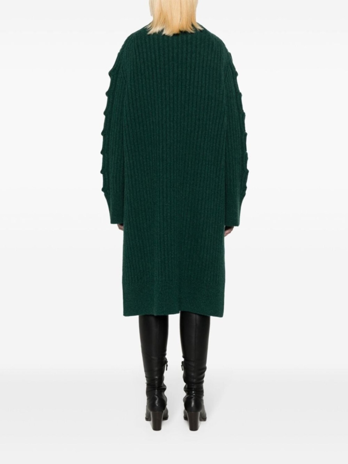 Stella McCartney трикотажное платье миди с круглым вырезом, зеленый — фото 4
