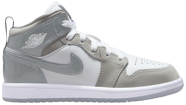 

Кроссовки Air Jordan 1 Mid SE PS 'Patent Cool Grey', серый