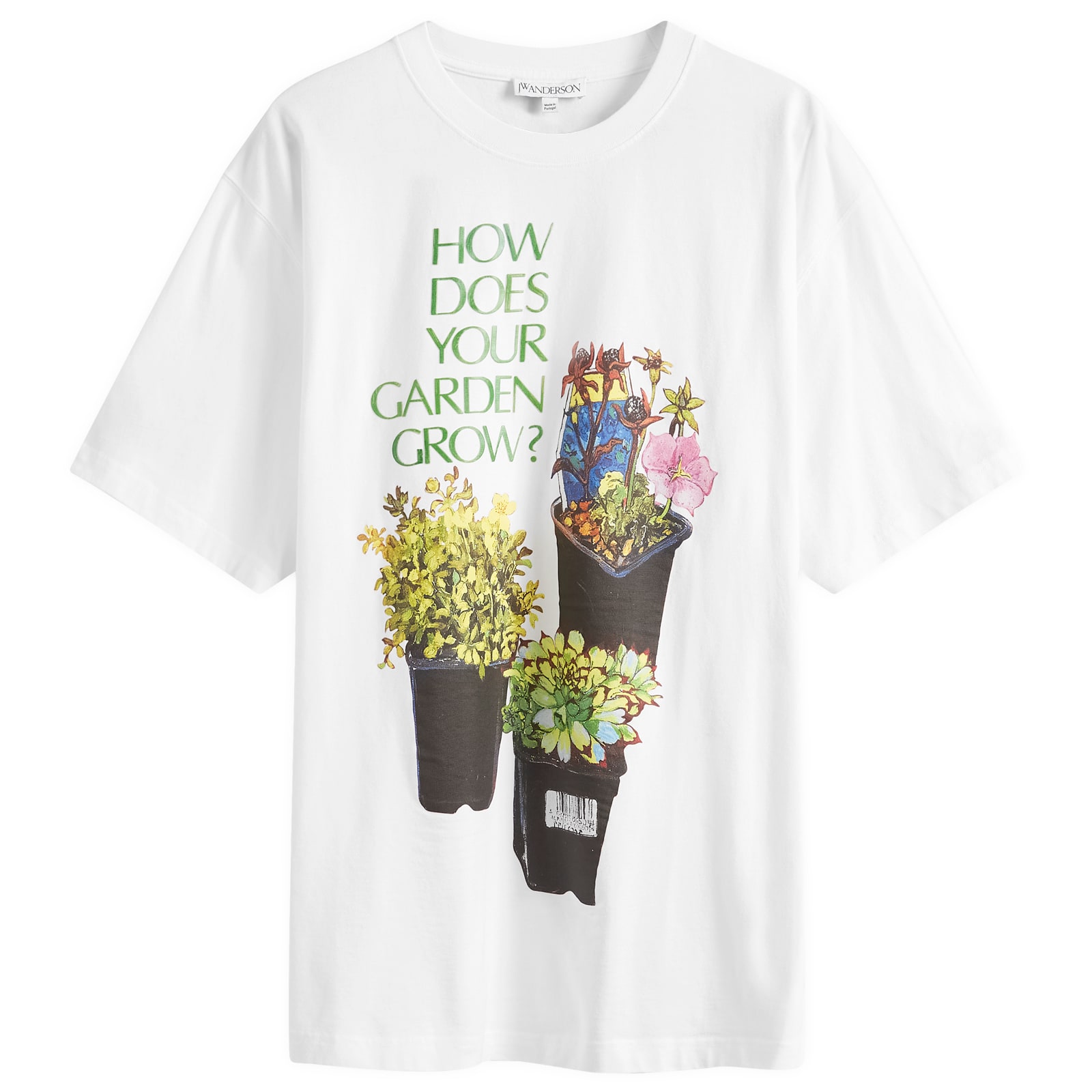 

Футболка Jw Anderson Flower Pot Print Oversized T-Shirt, белый