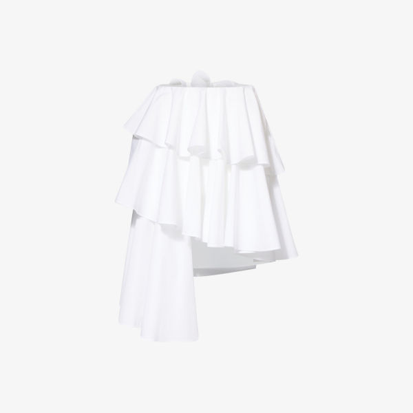 

Спиральная плиссированная миди-юбка из хлопкового поплина Alaia, цвет blanc