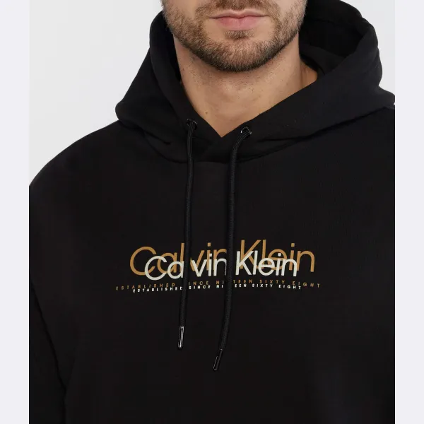 Толстовка обычного кроя с логотипом из двойного флока Calvin Klein, черный — фото 4