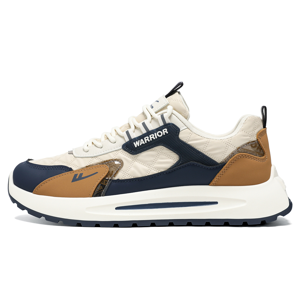 

Мужские легкие повседневные низкие кроссовки с амортизацией для увеличения роста WARRIOR, бежевый/коричневый/синий