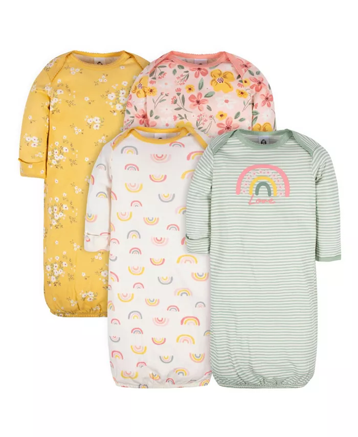 

Комплект из 4 платьев для девочек, Golden Floral, 0-6 месяцев Gerber, желтый