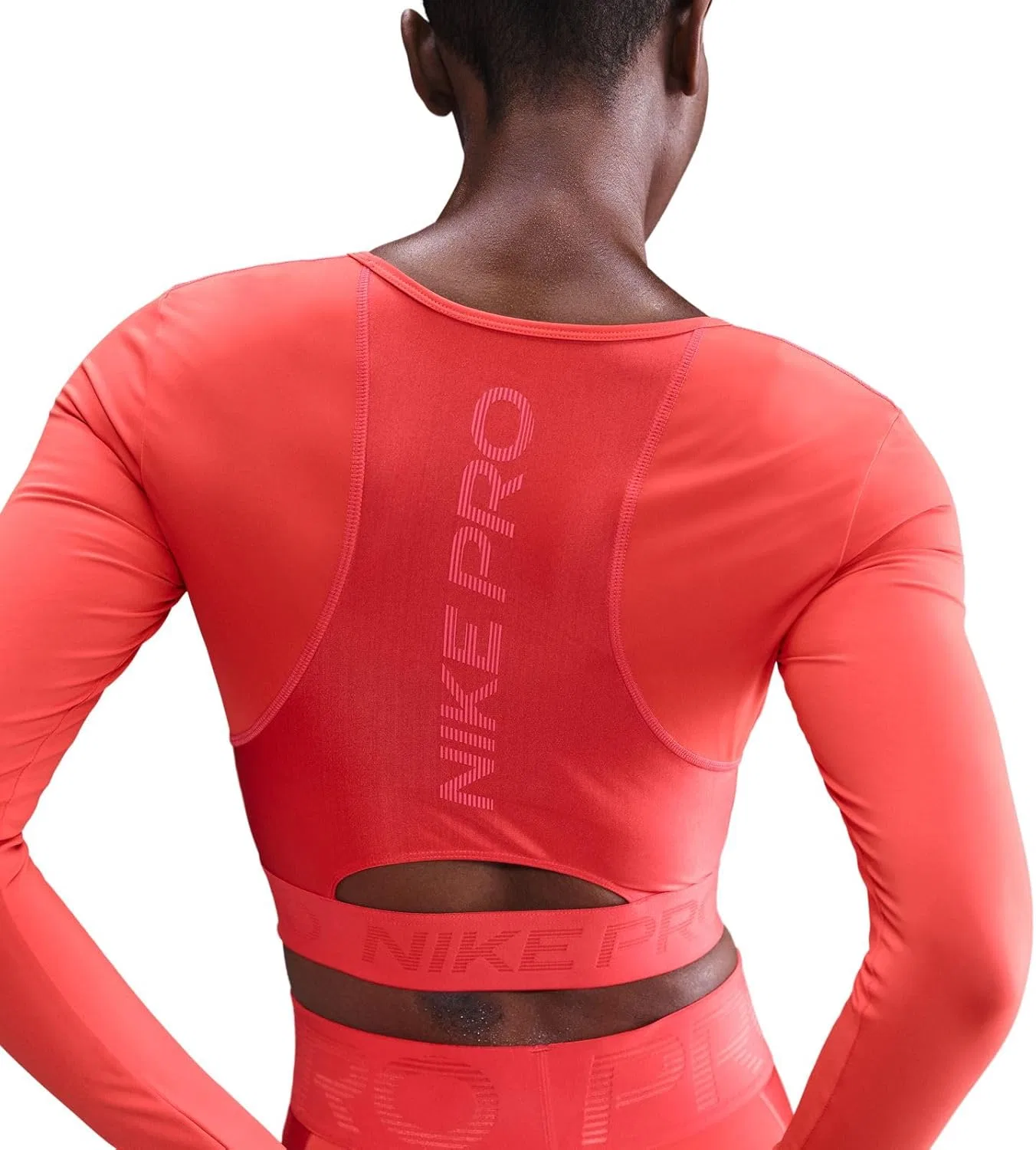 Женская футболка с длинным рукавом Nike Dri-FIT, Light Crimson/Ember Glow/White — фото 4