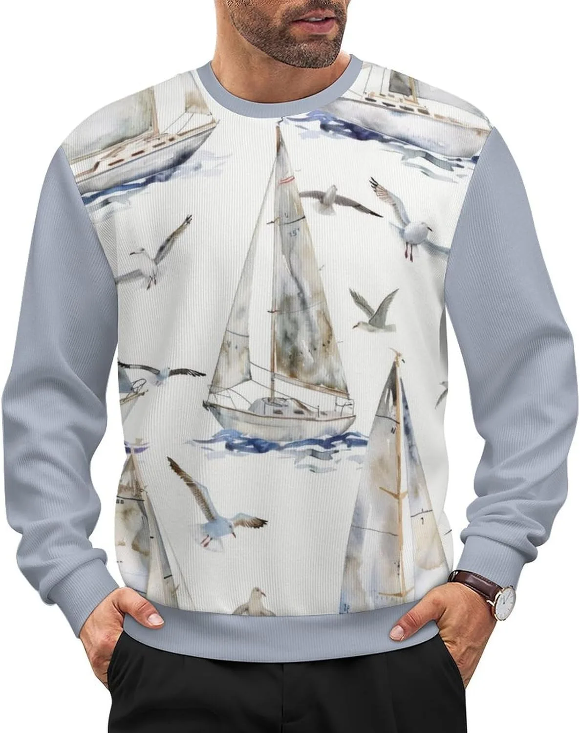 

Свитер для мужчин с принтом грибов, лонгслив HLSDFRES