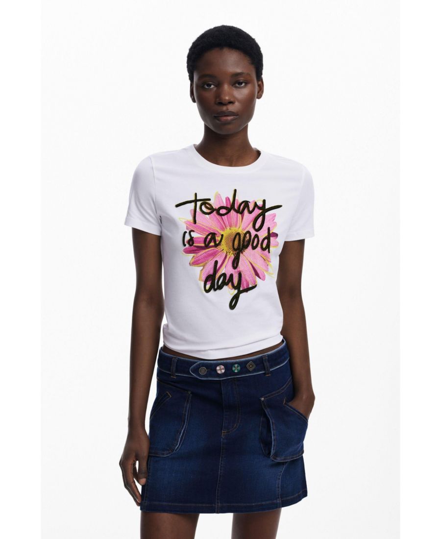 

Женская футболка с коротким рукавом и цветочным принтом Desigual, White