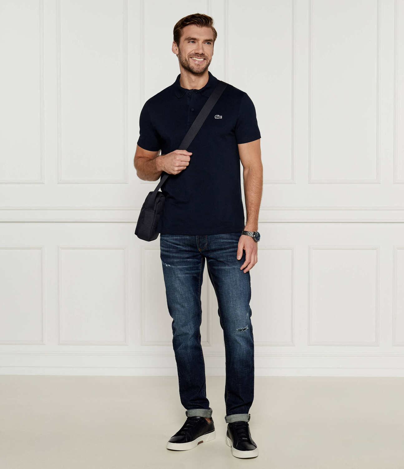 Поло Lacoste Regular Fit темно-синее — фото 2