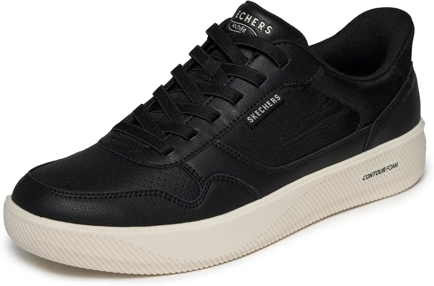 Мужские удобные кроссовки Skechers Arch Fit Court Break, Black Duraleather Mesh