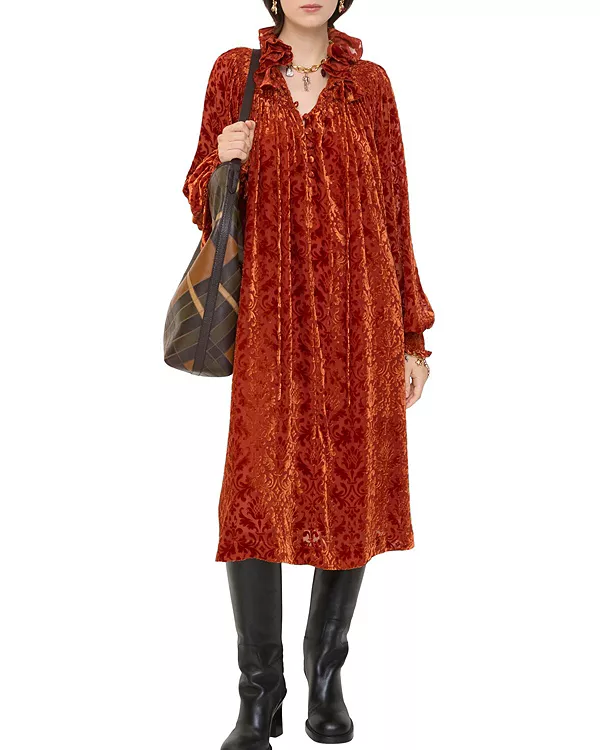 

Барочное платье из шелкового бархата Burberry, красный