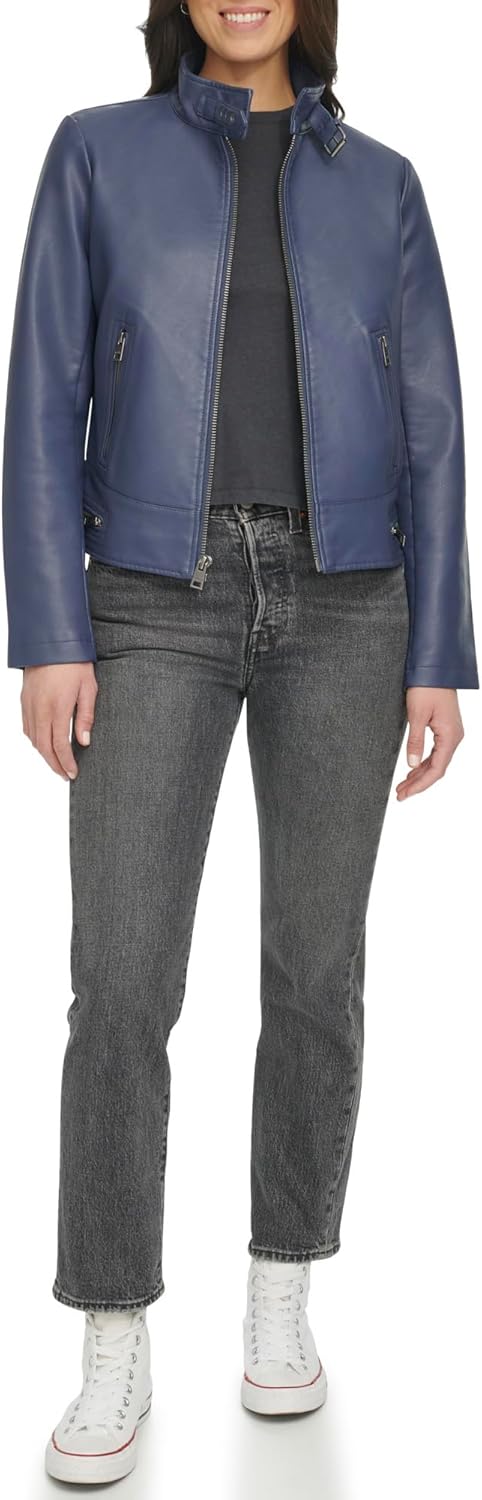 

Levi's Женская куртка мотокросс в стиле рейсер из искусственной кожи, Odyssey Grey Latch Collar
