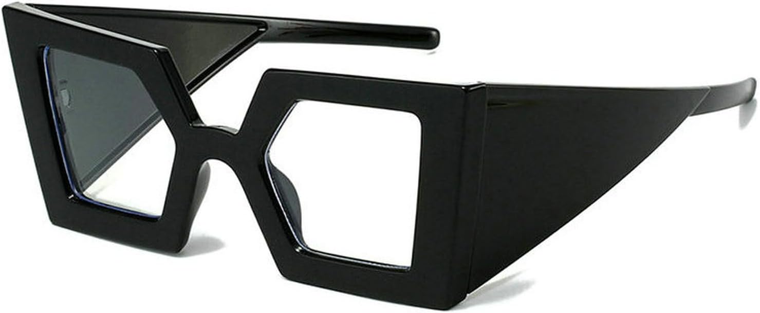 

Солнцезащитные очки COTIA 2026 «кошачий глаз» большого размера для женщин и мужчин, с необычной квадратной формой, в стиле Y2K, с широкими дужками, в стиле панк, Black Clear