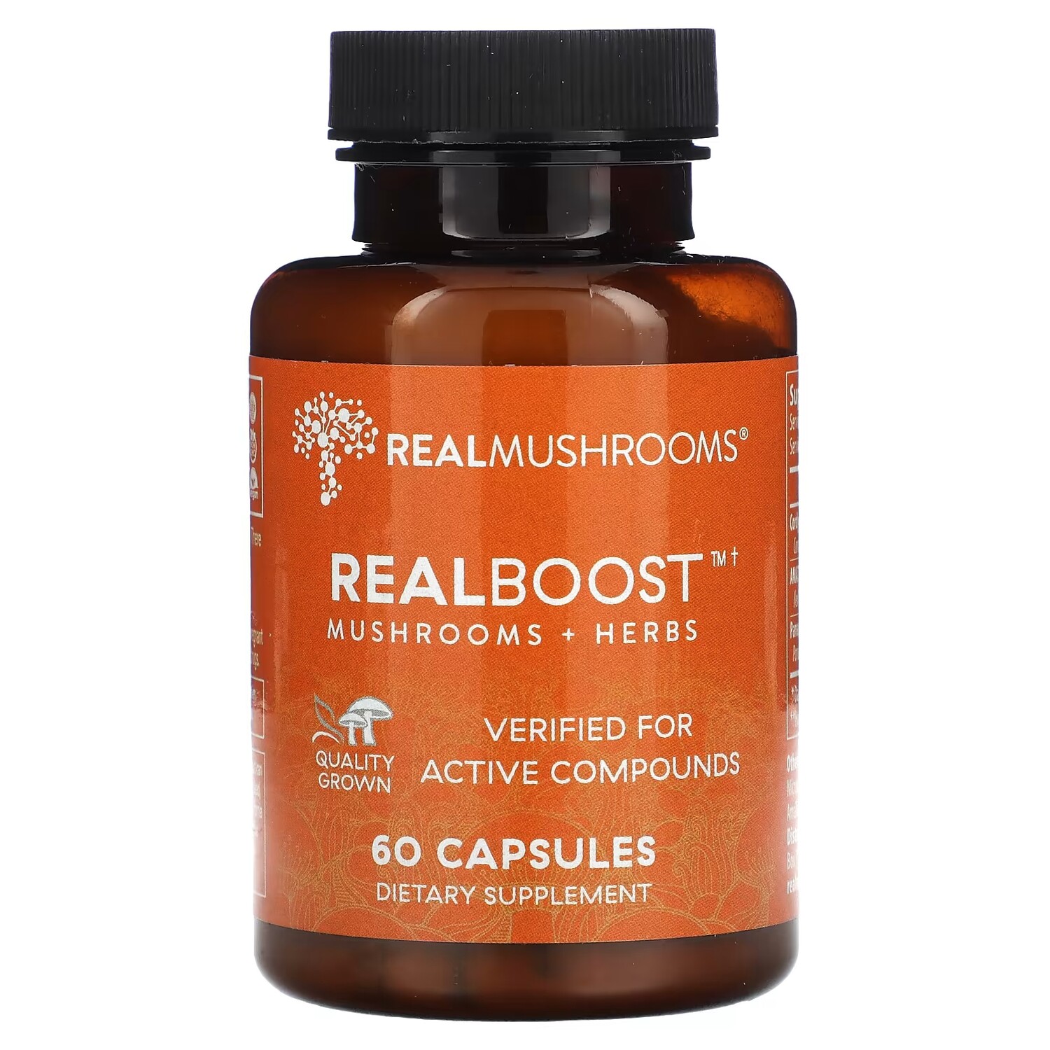 

Добавка Real Mushrooms Realboost грибы + травы, 60 капсул