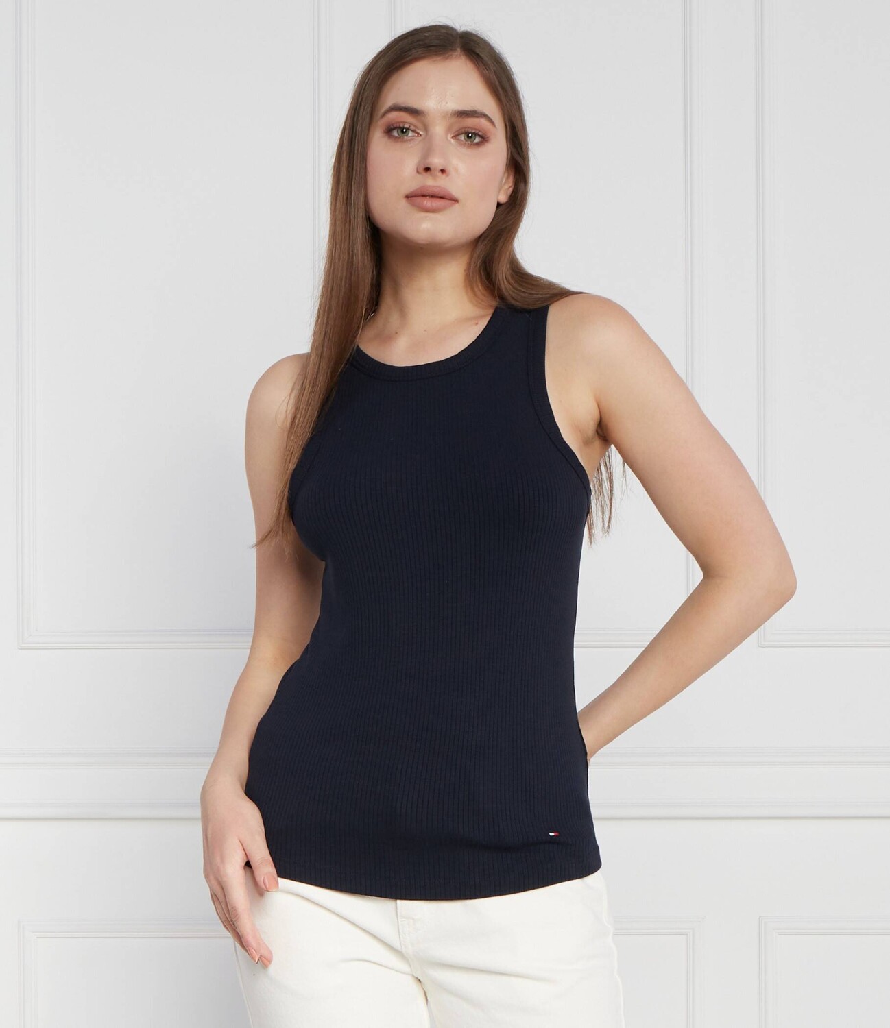 Топ Tommy Hilfiger 5X2 RIB NS Slim Fit, темно-синий — фото 3