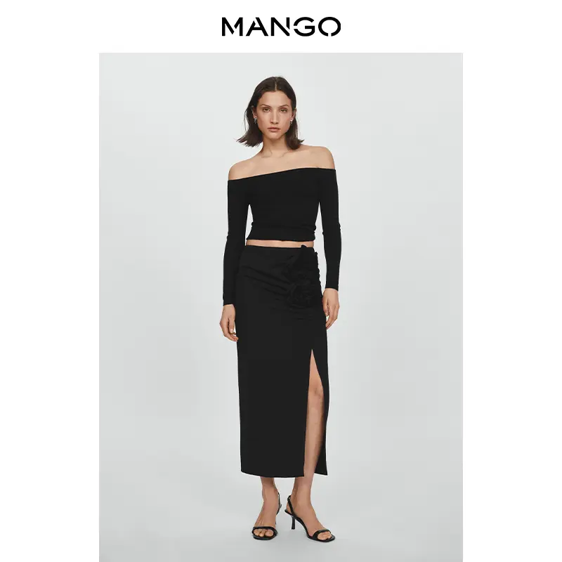 

Женская юбка Mango с разрезом, черный