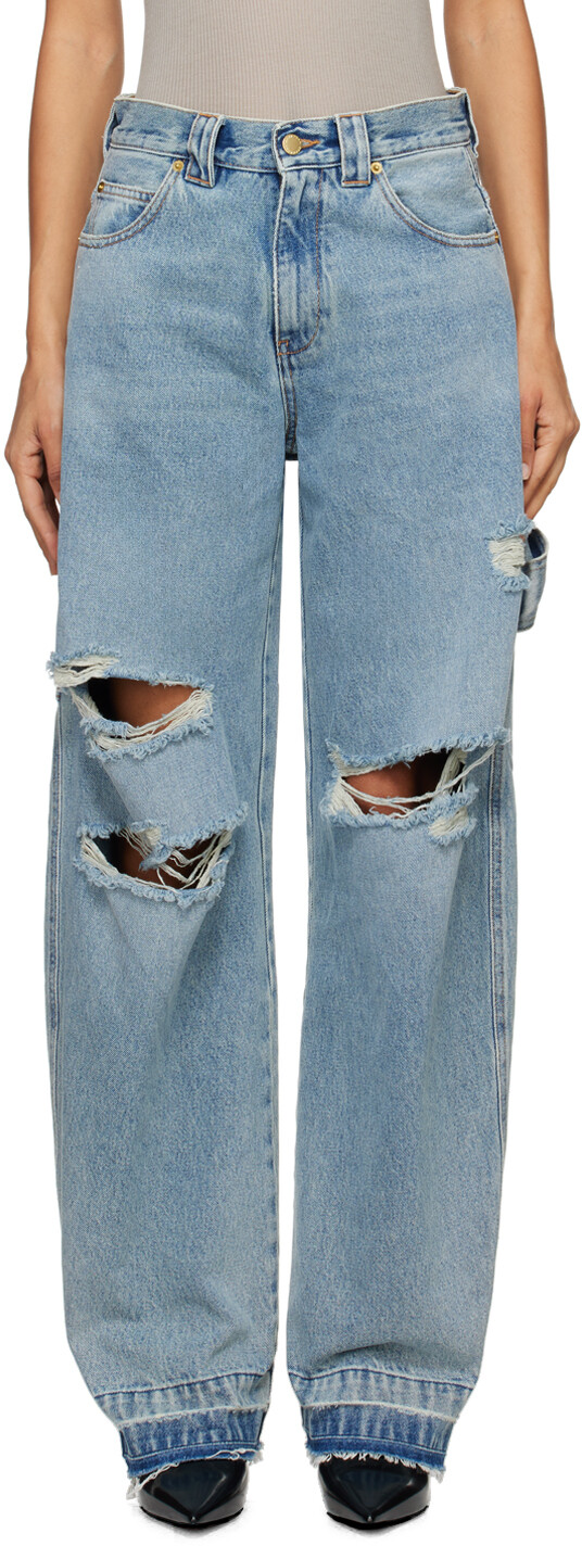 

Синие джинсы Audrey Barrel Leg Carpenter DARKPARK, Light wash ripped