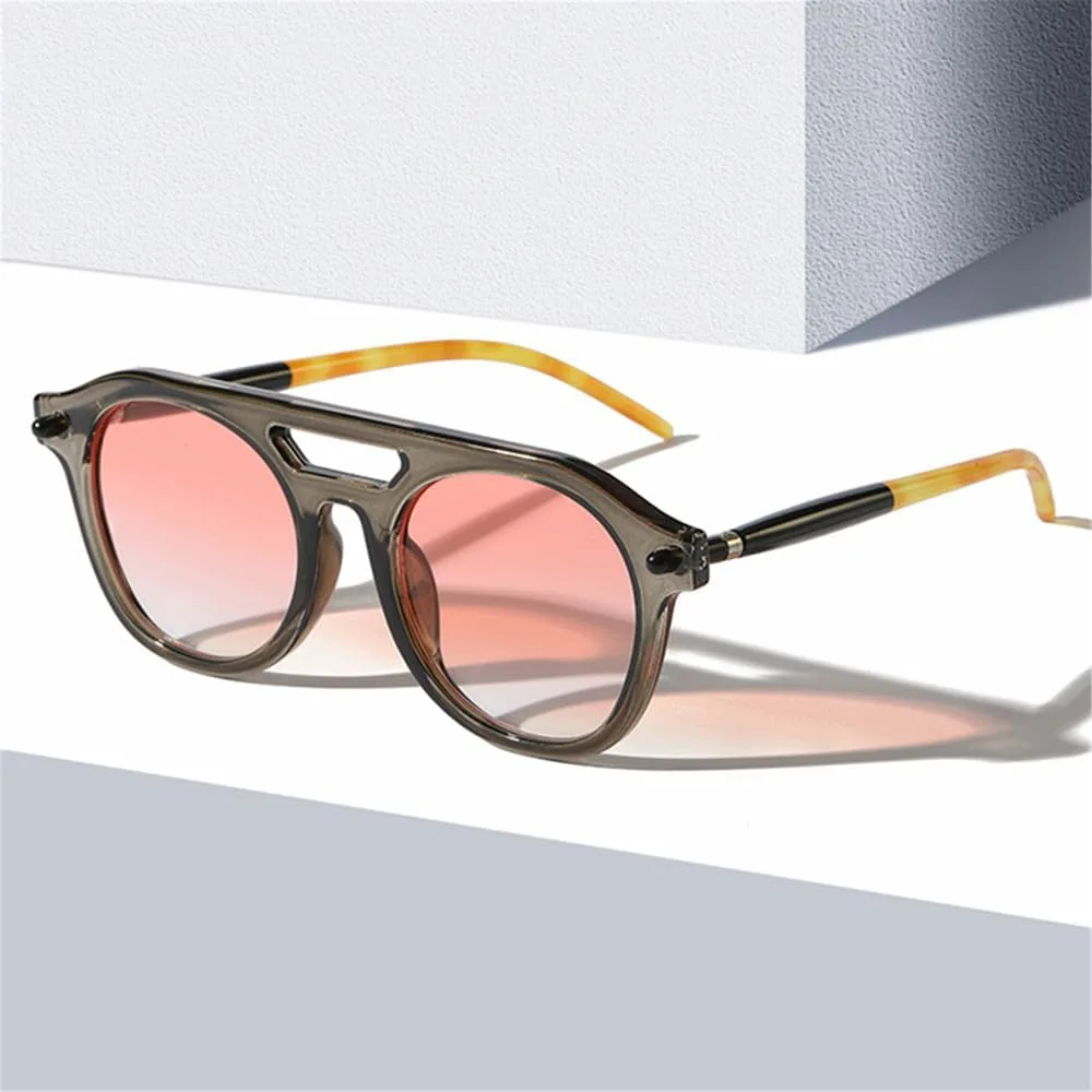 

Женские солнцезащитные очки с двойной перемычкой, прозрачные градиентные линзы, защита от УФ-излучения UV400; мужские очки с заклепками UYPTK, Black Clear